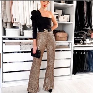 COPY - Zara sequin pants brown medium taupe full …